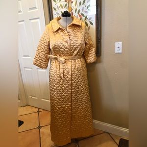Gaymode Pennys gold quilted housecoat sz 18 with waist belt (CL)